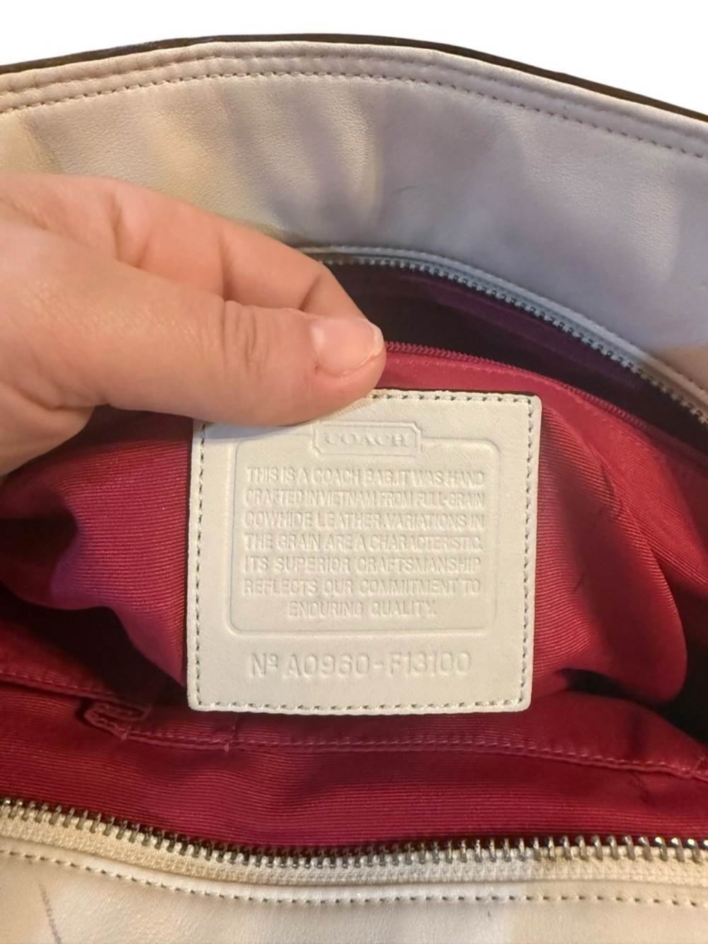 Coach Leather Tote Bag in Cream/white - Picture 11 of 11